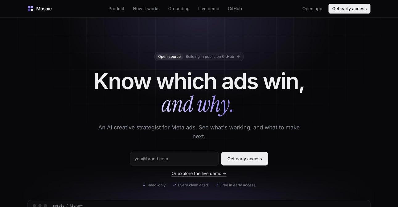 Mosaic landing page
