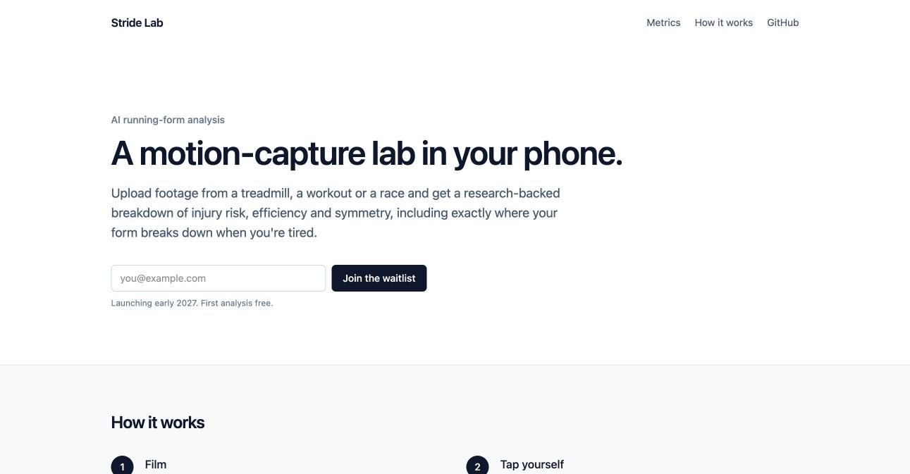 Stride Lab landing page